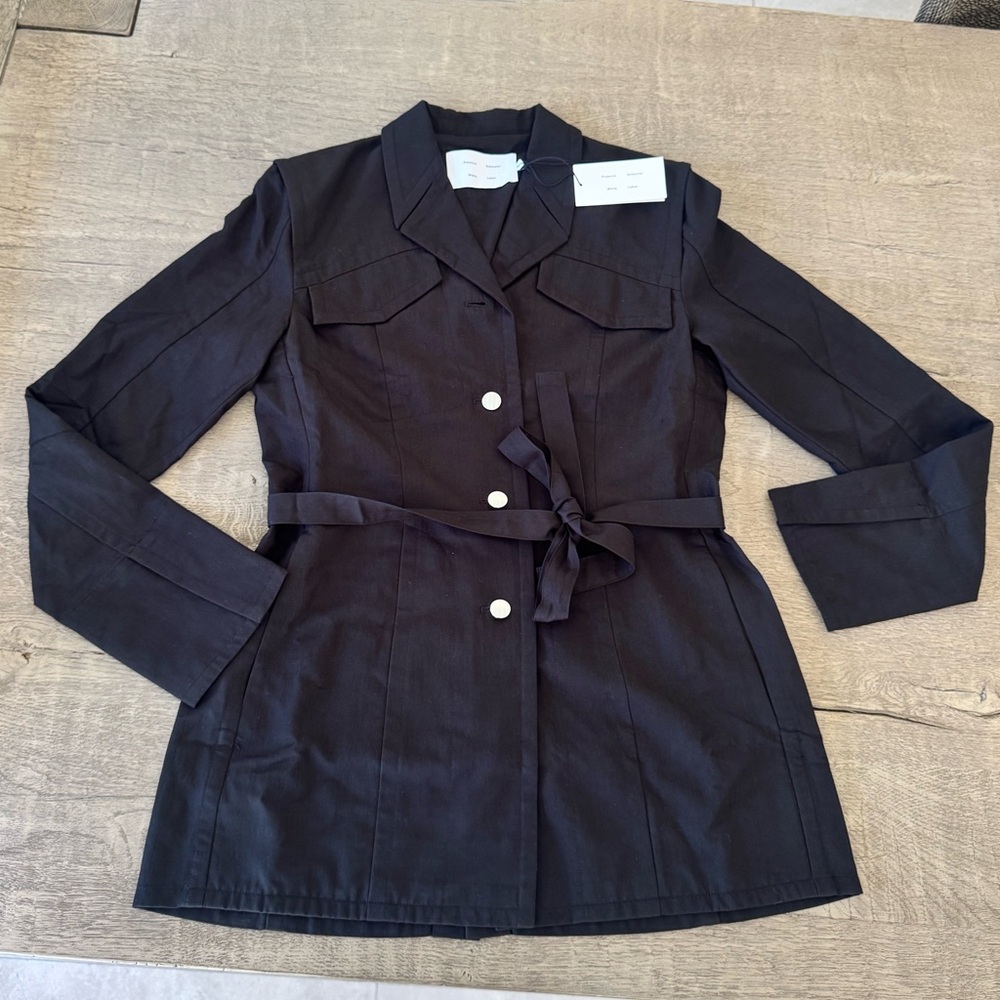 Proenza Schouler White Label Black Belted Utility Jacket Blazer NWT Size 2